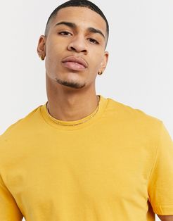 organic T-shirt with crew neck in mustard-Orange
