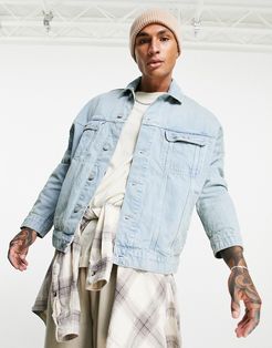 oversized denim jacket in light wash blue-Blues