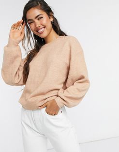 oversized fine crew neck sweater-Pink