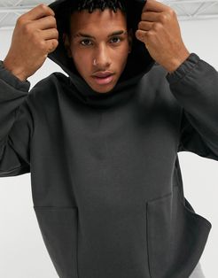 oversized hoodie with square pockets in washed black