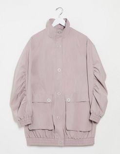 oversized parka with extreme sleeves in lilac-Pink