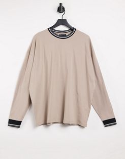 oversized pique t-shirt with contrast tipping in beige-Neutral