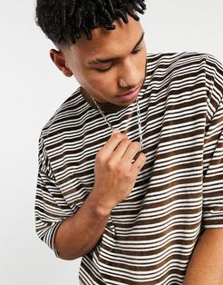 oversized stripe T-shirt in brown velour