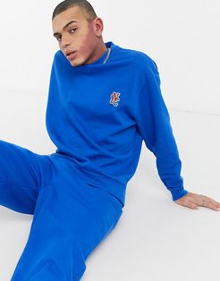 oversized sweatshirt in bright blue with embroidered NYC logo - part of a set-Blues