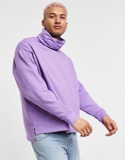 oversized sweatshirt with funnel neck and side slits in lilac-Purple