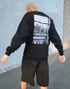 oversized sweatshirt with photographic back print in black