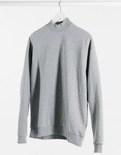 oversized sweatshirt with turtle neck in gray marl