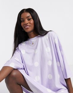 oversized t-shirt dress in lilac spot-Purple