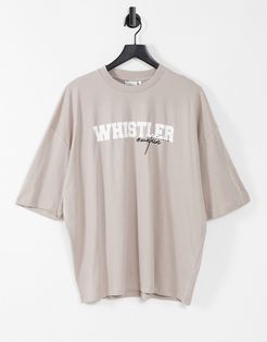 oversized t-shirt in beige with text print