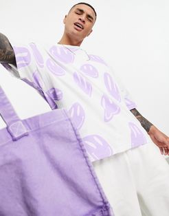 oversized T-shirt with all-over smiling face print-Multi