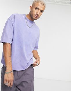 oversized t-shirt with half sleeve in heavyweight purple acid wash