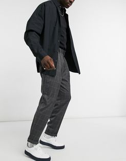 oversized tapered dressy pants in plaid-Grey