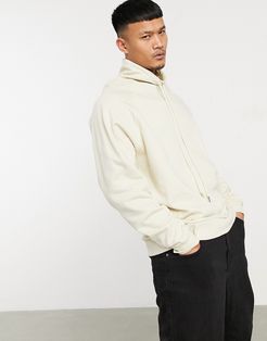 oversized turtleneck sweatshirt in beige with raw edge detail-Neutral