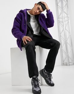 oversized zip up hoodie in bright purple teddy