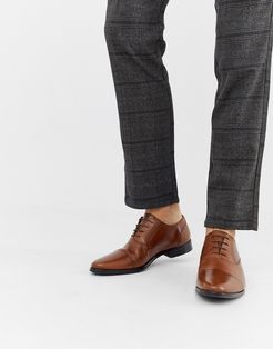 oxford shoes in tan leather with toe cap-Brown