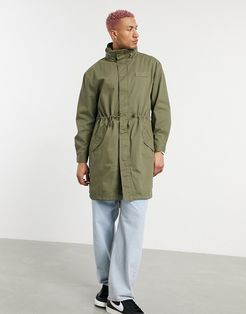 parka jacket with funnel neck in khaki-Green