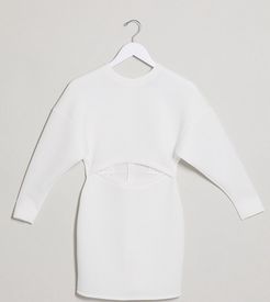ASOS DESIGN Petite exclusive sweatshirt scuba mini dress in ivory-White