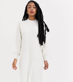 ASOS DESIGN Petite fluffy midi dress with seam detail-White