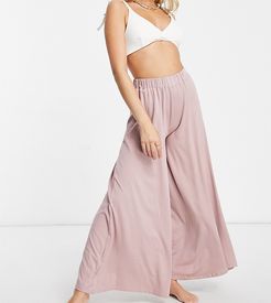 ASOS DESIGN petite jersey palazzo pants in mink-Pink