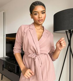 ASOS DESIGN Petite jersey wrap suit blazer in blush-Pink