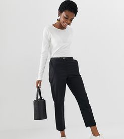 ASOS DESIGN Petite Linen Clean Cigarette Pants-Black