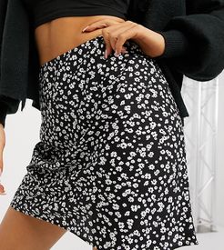 ASOS DESIGN Petite mini slip skirt in mono floral print-Multi