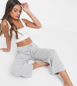 ASOS DESIGN Petite mix & match straight leg jersey pajama bottom in gray marl-Grey