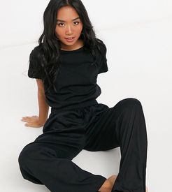 ASOS DESIGN Petite mix & match straight leg jersey pajama pants in black