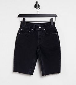 ASOS DESIGN Petite organic denim '90's' longline shorts in washed black