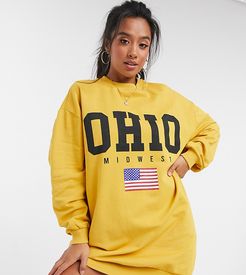 ASOS DESIGN Petite oversized sweatshirt with ohio logo in mustard-Yellow