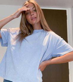ASOS DESIGN Petite oversized t-shirt with exposed seams in washed blue-Blues