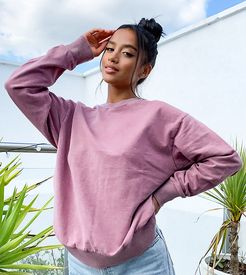 ASOS DESIGN Petite oversized washed sweatshirt in blush-Pink