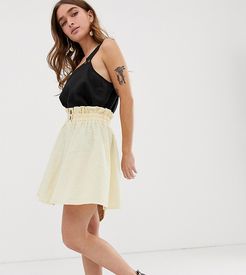 ASOS DESIGN Petite seersucker mini skirt with shirred waistband-White