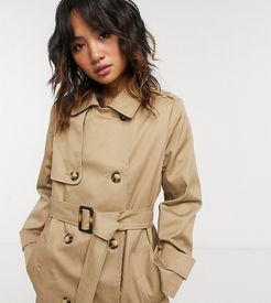 ASOS DESIGN Petite trench coat in stone