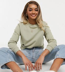 ASOS DESIGN Petite ultimate organic cotton sweatshirt in washed olive-Green