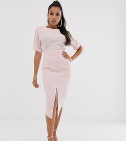 ASOS DESIGN Petite wiggle midi dress in blush-Pink