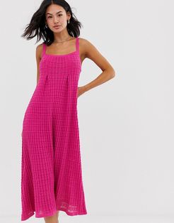 pleat detail maxi dress in natural look yarn-Red