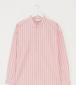 Plus 90s oversized shirt in pink oxford stripe