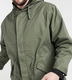 Plus lightweight parka jacket in khaki-Green