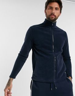 polar fleece track top in navy