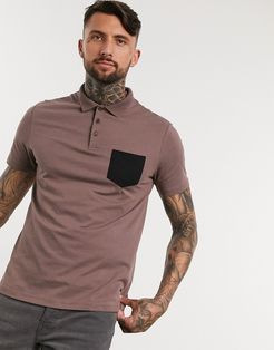 polo shirt with contrast pocket in brown