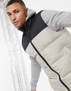 puffer vest in cream with contrast panel