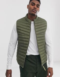 puffer vest in khaki-Green