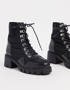 Reggie chunky lace up hiker boots in black