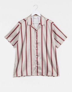 regular revere satin stripe shirt-Silver