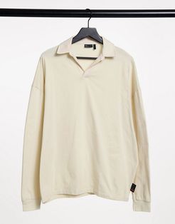 relaxed rugby polo in beige