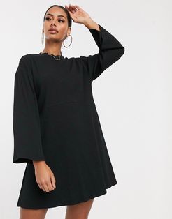 rib oversized smock dress in black