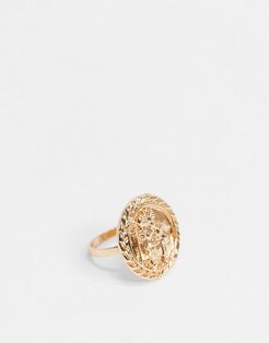 ring with coin detail in gold tone