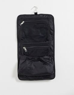 roll toiletry bag with clip and hook in black