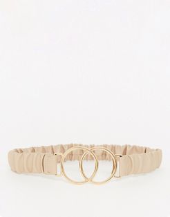 ruched double circle waist belt in beige-Neutral
